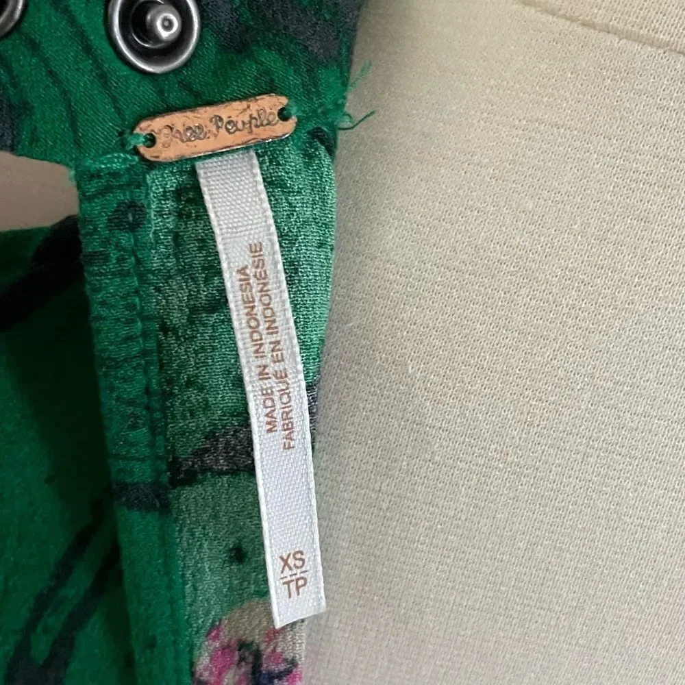 Free People Drift Away Kelly Green Top/Dress XS